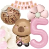 ZESTAW BALONÓW KAPIBARA KWIATEK CYFRA 5