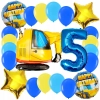 ZESTAW BALONÓW KOPARKA BUDOWNICZY BALON CYFRA 5