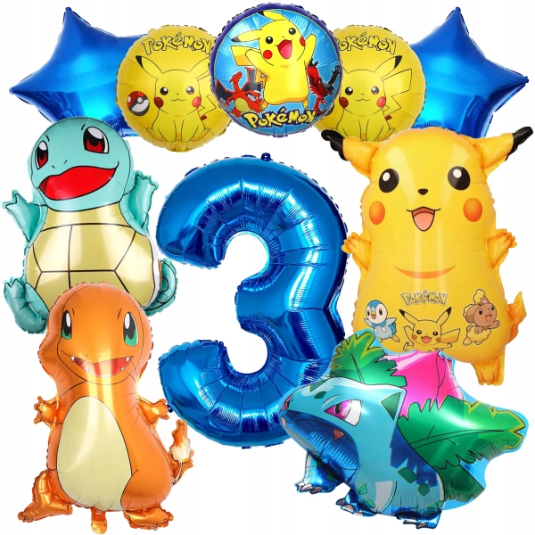 BALONY FOLIOWE POKEMON PIKACHU CYFRA 3