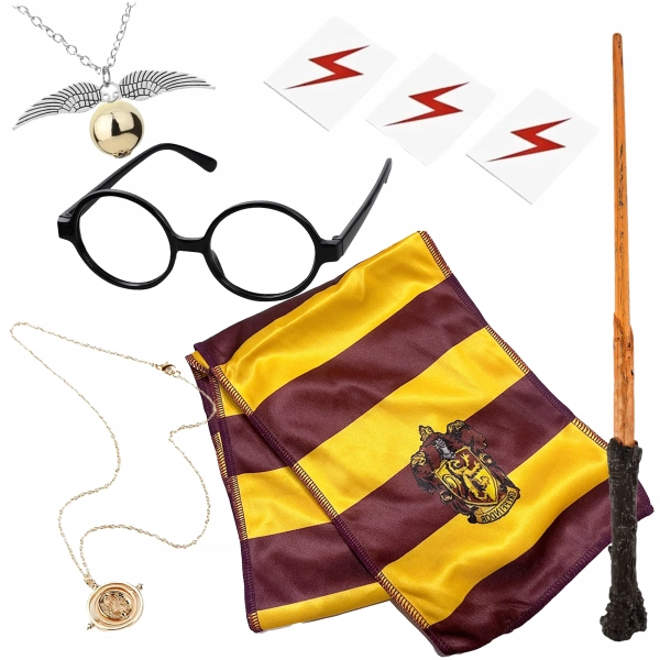 RÓŻDŻKA HARRY POTTER SZALIK OKULARY NASZYJNIK ZESTAW DO STRÓJ HARRY POTTER