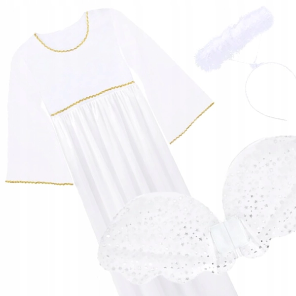 STRÓJ ANIOŁKA SUKIENKA SKRZYDŁA ANIOŁA AUREOLA