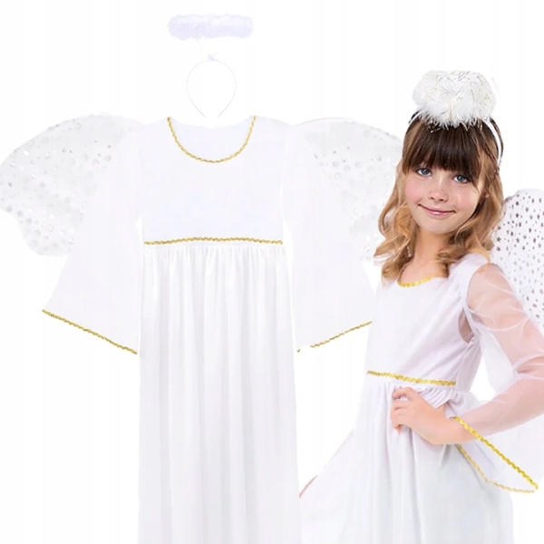 STRÓJ ANIOŁKA SUKIENKA SKRZYDŁA ANIOŁA AUREOLA