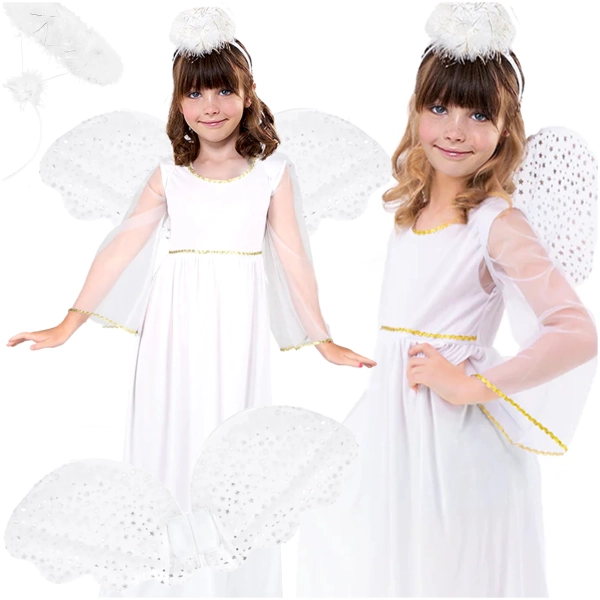 STRÓJ ANIOŁKA SUKIENKA SKRZYDŁA ANIOŁA AUREOLA