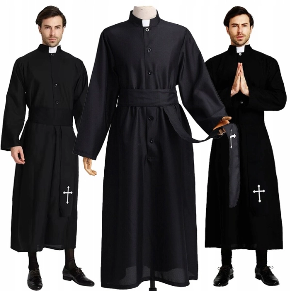 STRÓJ KSIĘDZA SUTANNA KSIĄDZ BIRET KOSTIUM PRZEBRANIE STRÓJ HALLOWEEN