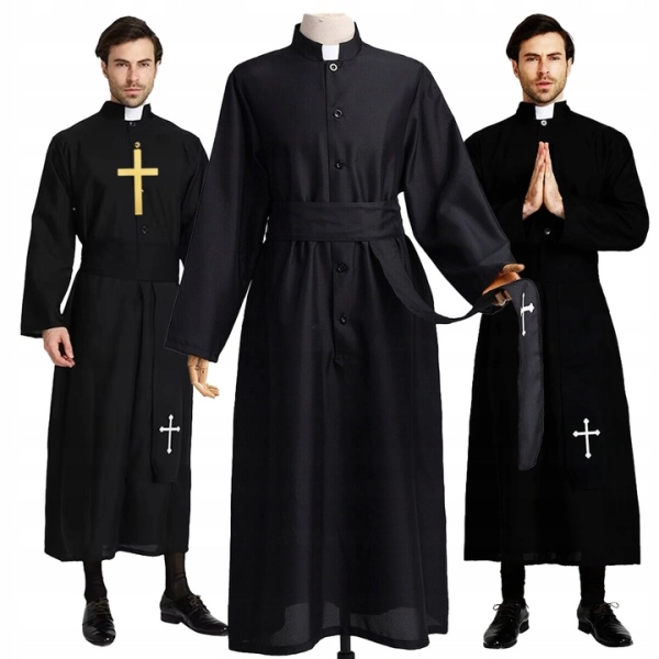 STRÓJ KSIĘDZA SUTANNA KSIĄDZ KAPŁAN KOSTIUM PRZEBRANIE STRÓJ HALLOWEEN