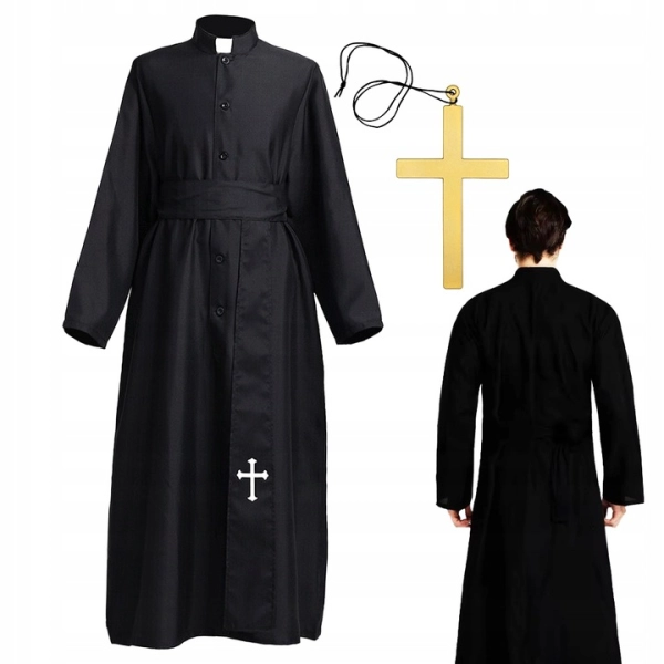 STRÓJ KSIĘDZA SUTANNA KSIĄDZ KAPŁAN KOSTIUM PRZEBRANIE STRÓJ HALLOWEEN