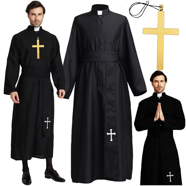 STRÓJ KSIĘDZA SUTANNA KSIĄDZ KAPŁAN KOSTIUM PRZEBRANIE STRÓJ HALLOWEEN