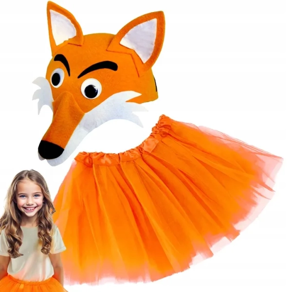 STRÓJ LISA PRZEBRANIE LISICA CZAPKA SPÓDNICA TUTU RUDY LIS STRÓJ LISEK