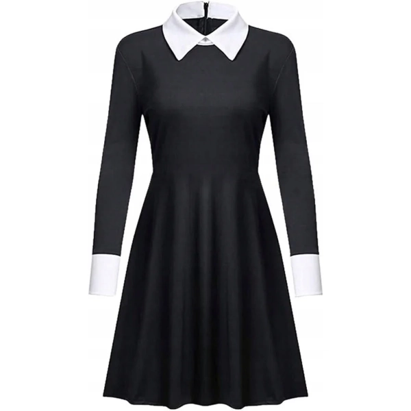 SUKIENKA WEDNESDAY ADDAMS PERUKA STRÓJ NA BAL PRZEBIERAŃCÓW + BALON