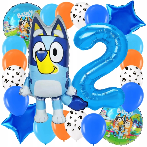 ZESTAW BALONÓW BLUEY PIESEK BALON CYFRA 2