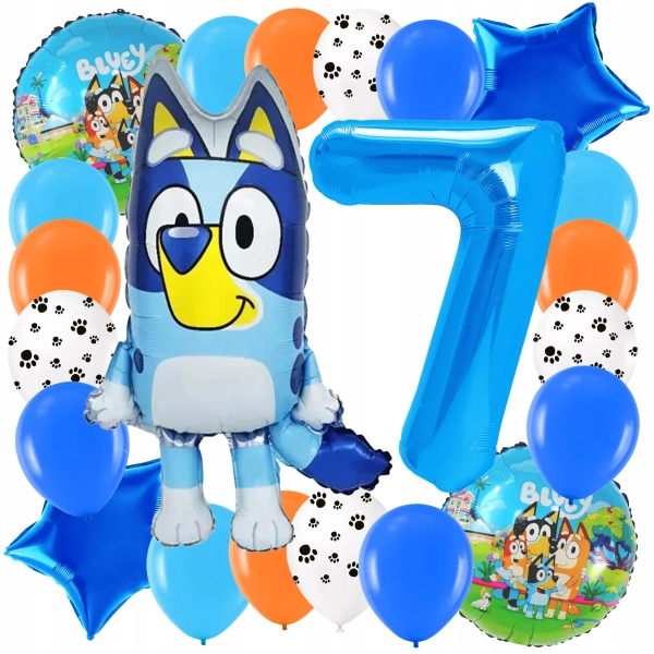 ZESTAW BALONÓW BLUEY PIESEK BALON CYFRA 7