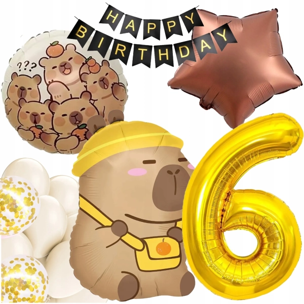 ZESTAW BALONÓW KAPIBARA CYFRA 6