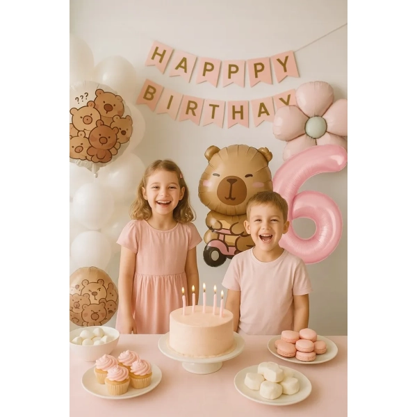 ZESTAW BALONÓW KAPIBARA KWIATEK CYFRA 9