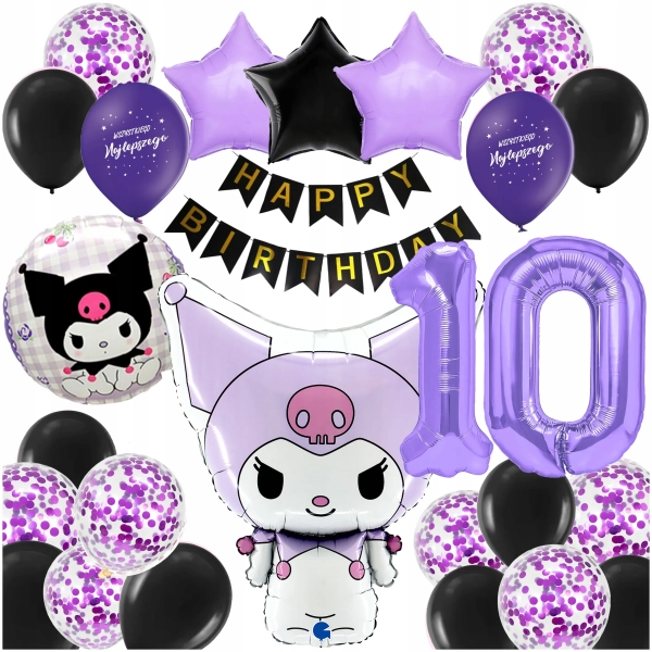 ZESTAW BALONÓW KUROMI SANRIO BALON CYFRA 10