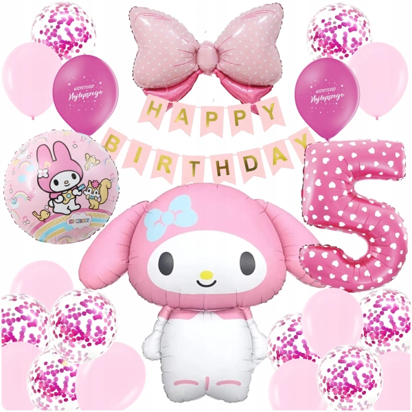 ZESTAW BALONÓW KUROMI BALON CYFRA 5