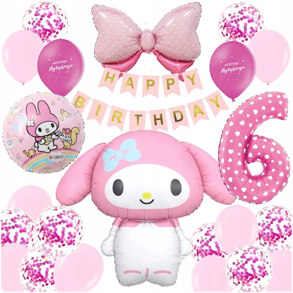 ZESTAW BALONÓW KUROMI BALON CYFRA 6