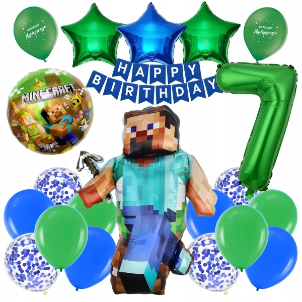 ZESTAW BALONÓW MINECRAFT BALON CYFRA 7