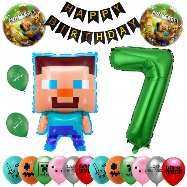 ZESTAW BALONÓW MINECRAFT BALON CYFRA 7