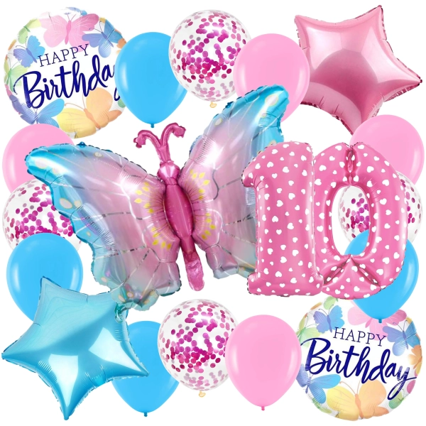 ZESTAW BALONÓW MOTYL MOTYLEK BALON CYFRA 10