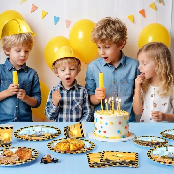 ZESTAW URODZINOWY KOPARKA MASZYNY BUDOWLANE BALONY