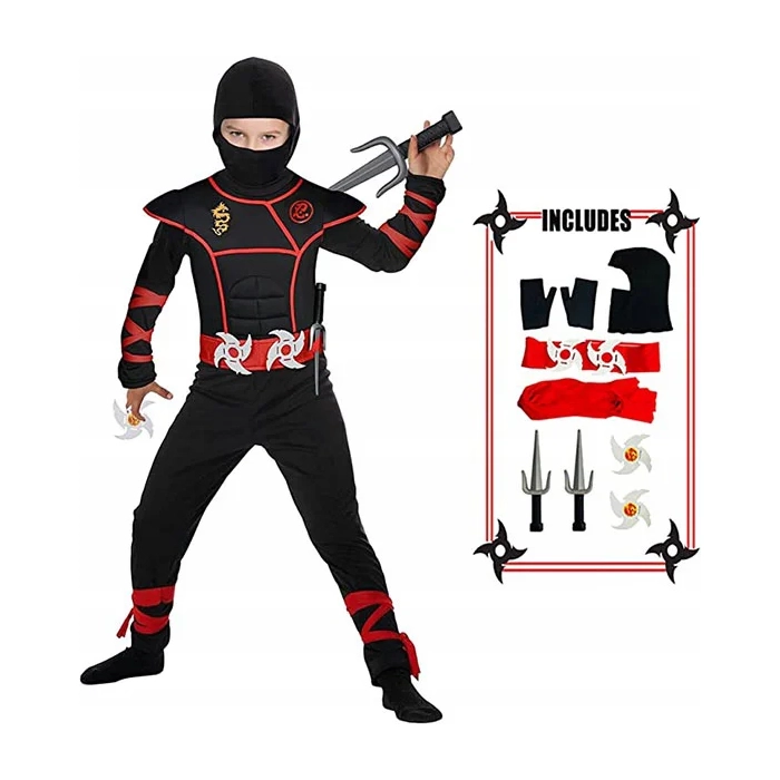 CZARNY NINJA STRÓJ PRZEBRANIE SZTYLETY