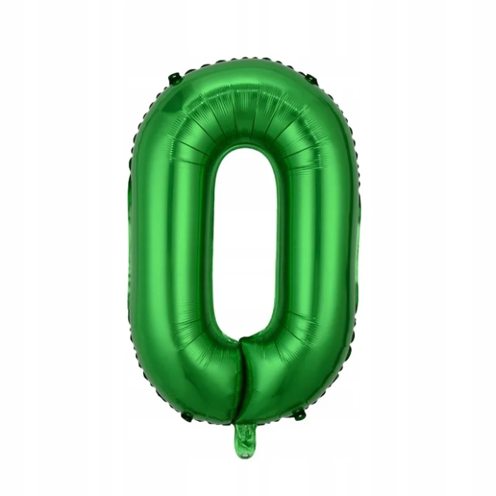 BALON FOLIOWY ZIELONY CYFRA 0