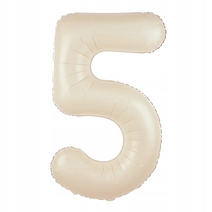 BALON FOLIOWY BEŻOWY NUDE CYFRA 5