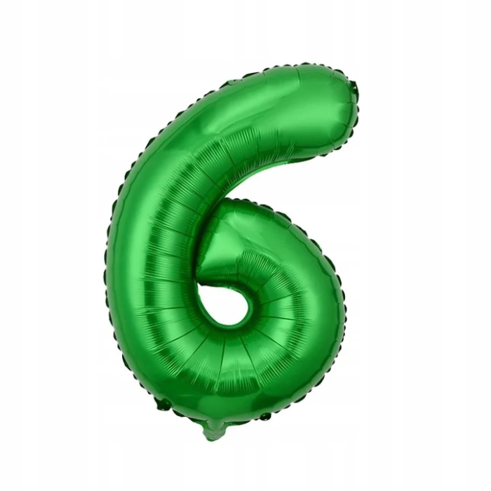 BALON FOLIOWY ZIELONY CYFRA 6