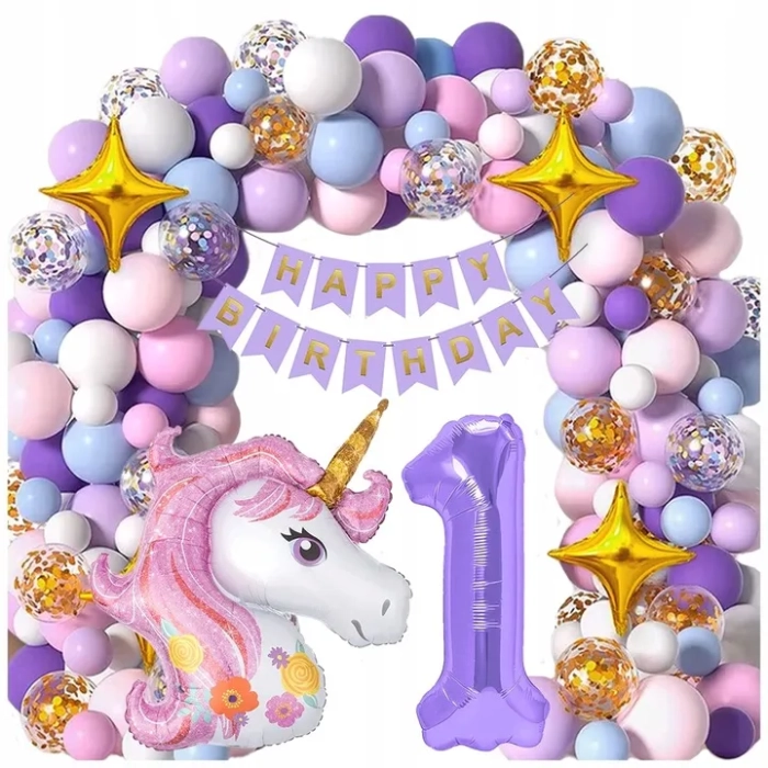 GIRLANDA BALONOWA BALON JEDNOROŻEC PONY CYFRA 1