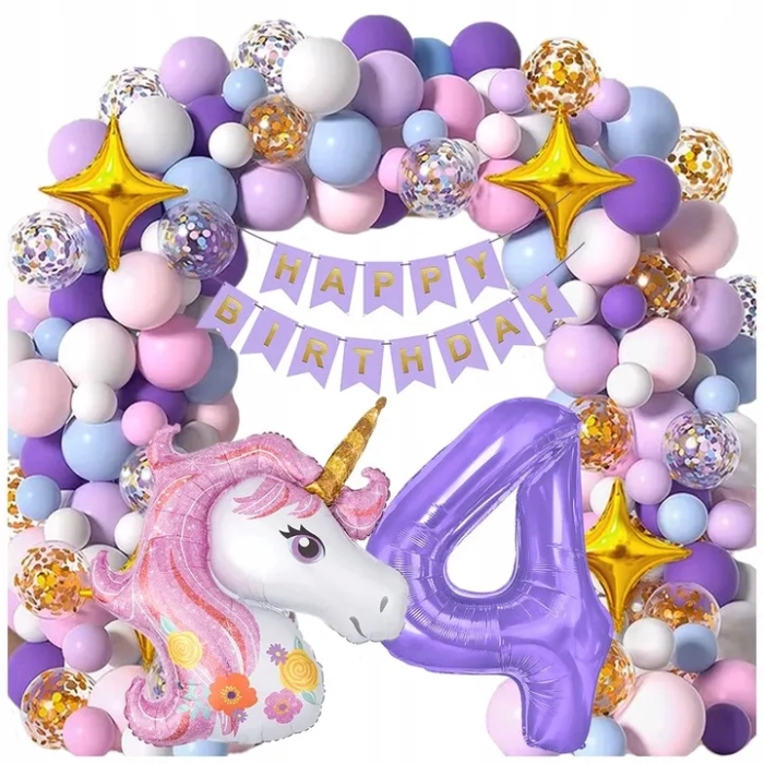 GIRLANDA BALONOWA BALON JEDNOROŻEC PONY CYFRA 4