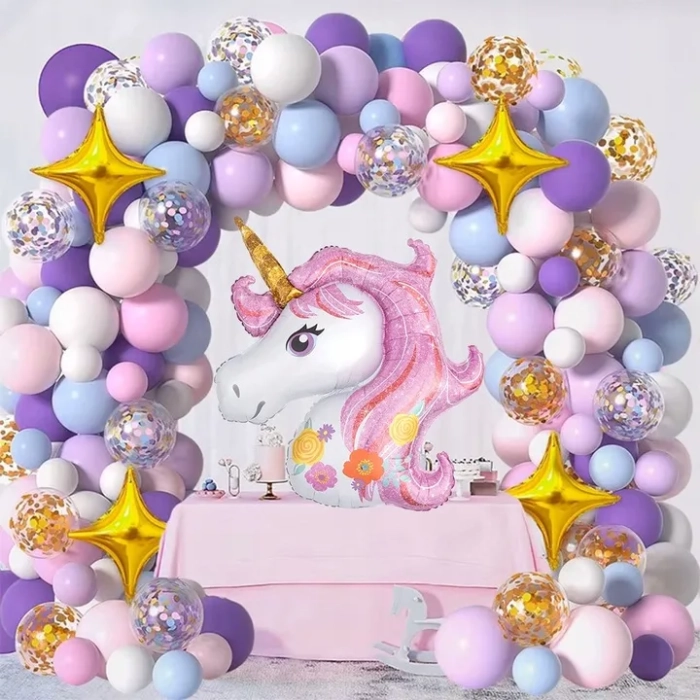 GIRLANDA BALONOWA BALON JEDNOROŻEC PONY CYFRA 7