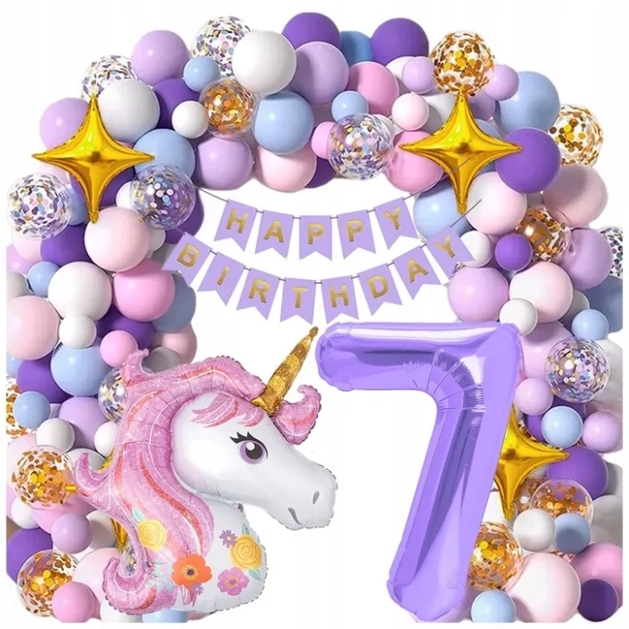 GIRLANDA BALONOWA BALON JEDNOROŻEC PONY CYFRA 7