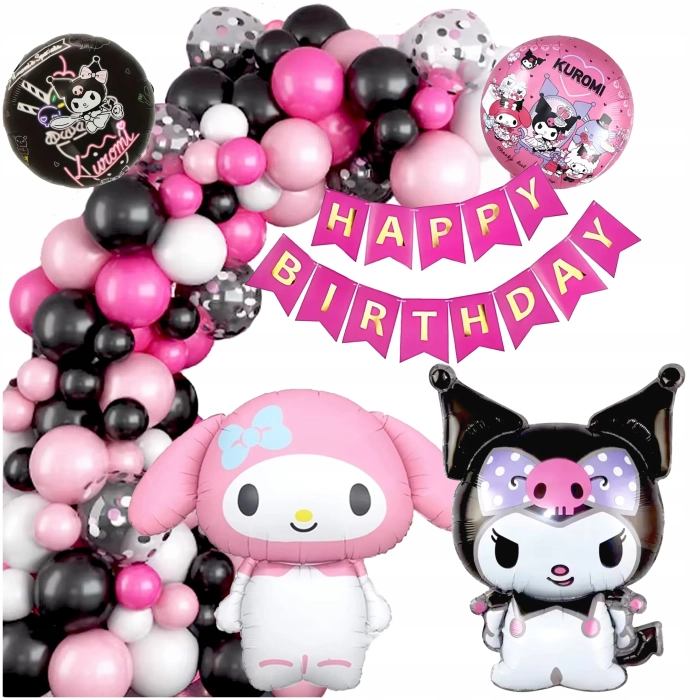 GIRLANDA BALONOWA ZESTAW BALONÓW KUROMI SANRIO BALONY URODZINOWE KUROMI