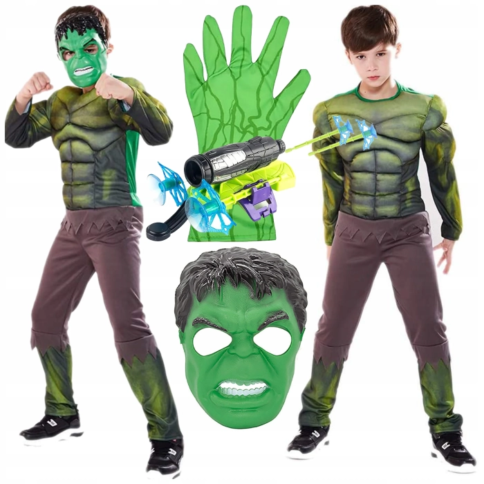 HULK STRÓJ PRZEBRANIE MASKA KOSTIUM NA BAL KARNAWAŁOWY RĘKAWICA