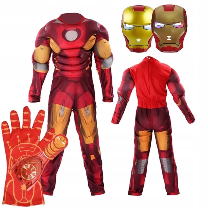 IRON MAN STRÓJ KARNAWAŁOWY MASKA LED RĘKAWICA KOSTIUM BAL IRON