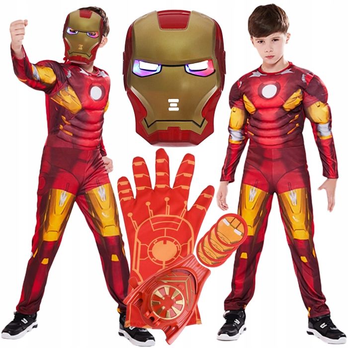 IRON MAN STRÓJ KARNAWAŁOWY MASKA LED RĘKAWICA KOSTIUM BAL IRON