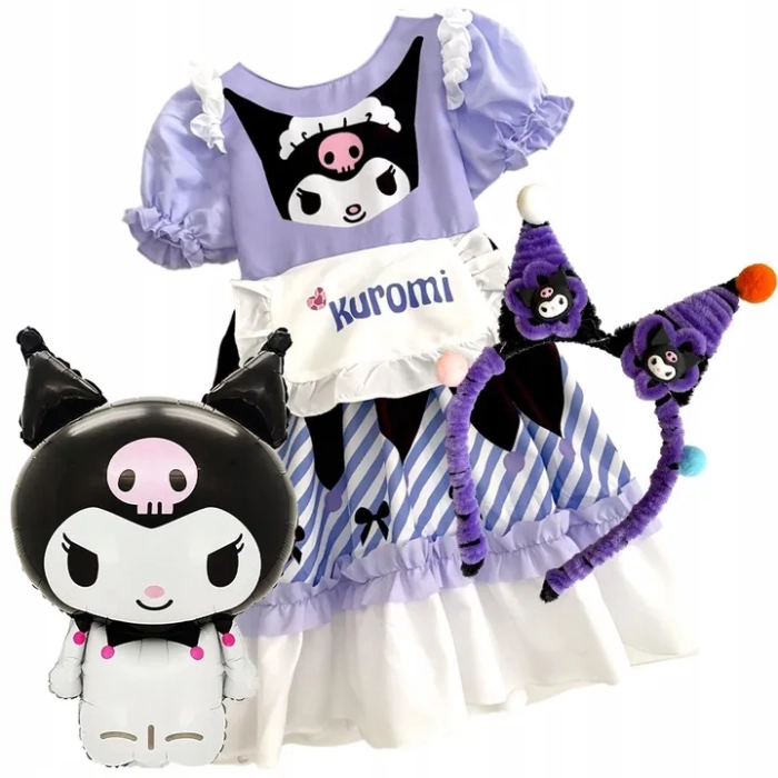 STRÓJ KARNAWAŁOWY SUKIENKA OPASKA SANRIO KUROMI BAL