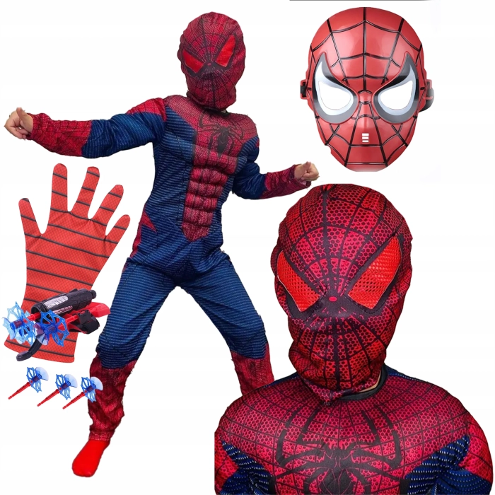SPIDERMAN STRÓJ PRZEBRANIE MASKA KOSTIUM BAL KARNAWAŁOWY RĘKAWICA
