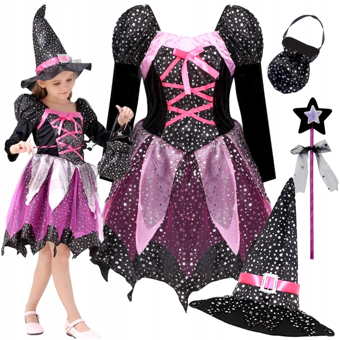 STRÓJ CZAROWNICY WIEDŹMA KOSTIUM STRÓJ NA HALLOWEEN CZAROWNICA 4w1