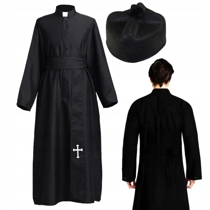 STRÓJ KSIĘDZA SUTANNA KSIĄDZ BIRET KOSTIUM PRZEBRANIE STRÓJ HALLOWEEN