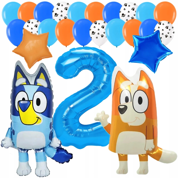 ZESTAW BALONÓW BLUEY BINGO PIESEK CYFRA 2