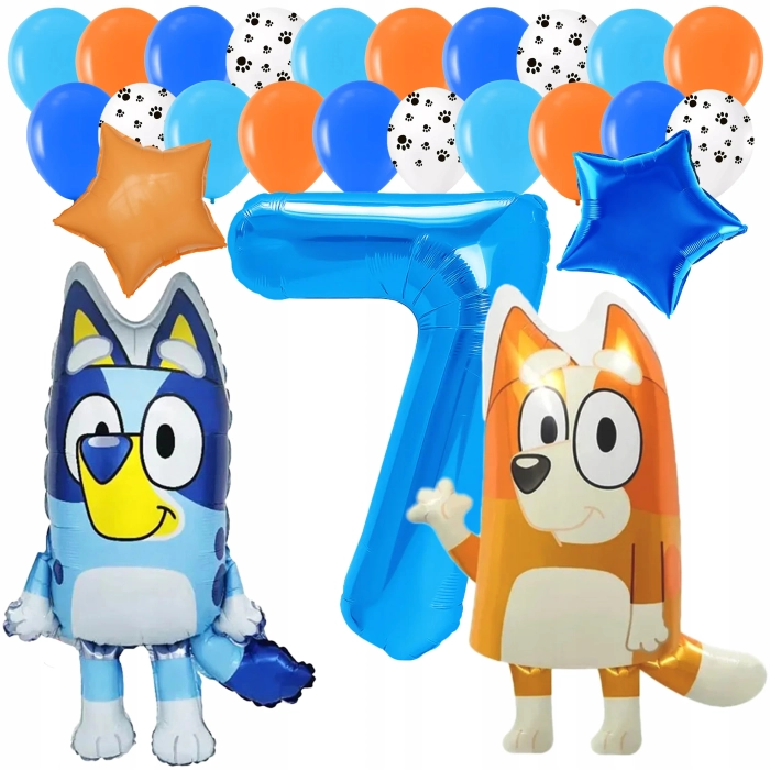 ZESTAW BALONÓW BLUEY BINGO PIESEK CYFRA 7
