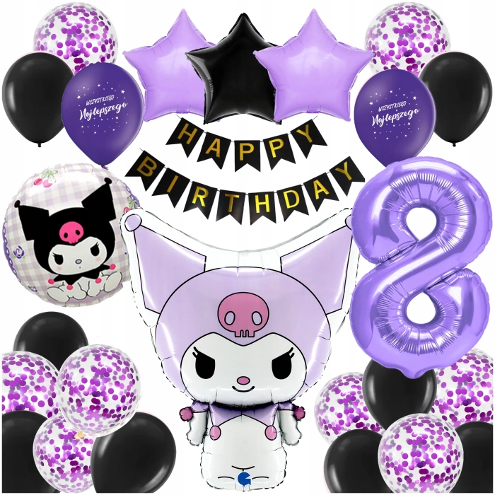 ZESTAW BALONÓW KUROMI SANRIO BALON CYFRA 8