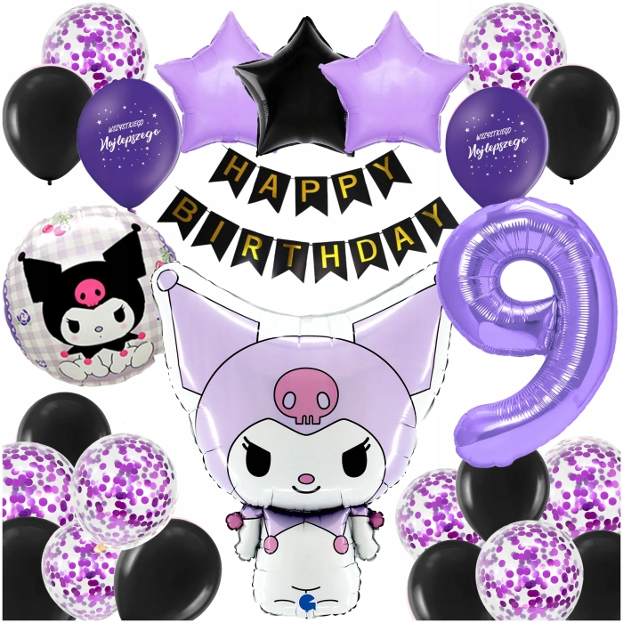 ZESTAW BALONÓW KUROMI SANRIO BALON CYFRA 9