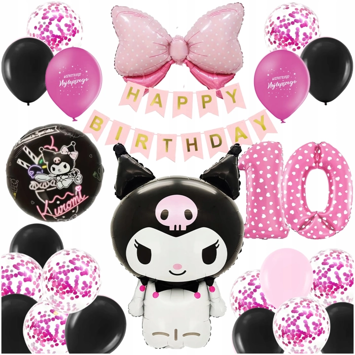 ZESTAW BALONÓW KUROMI SANRIO MY MELODY BALON CYFRA 10