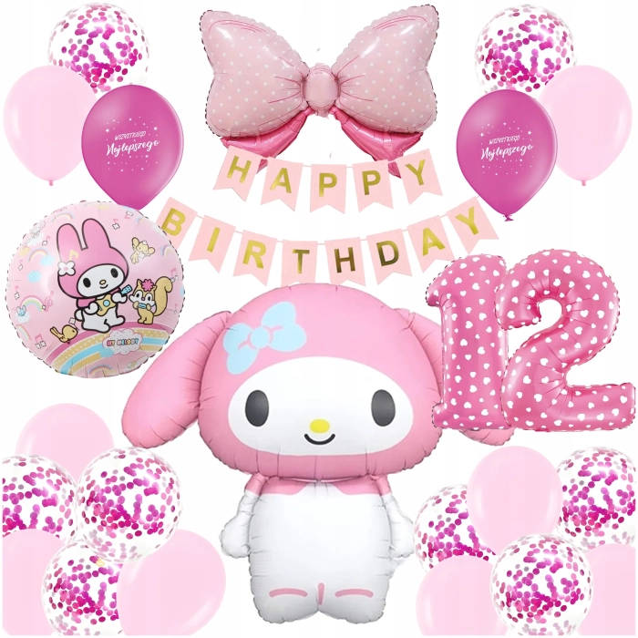 ZESTAW BALONÓW KUROMI BALON CYFRA 12