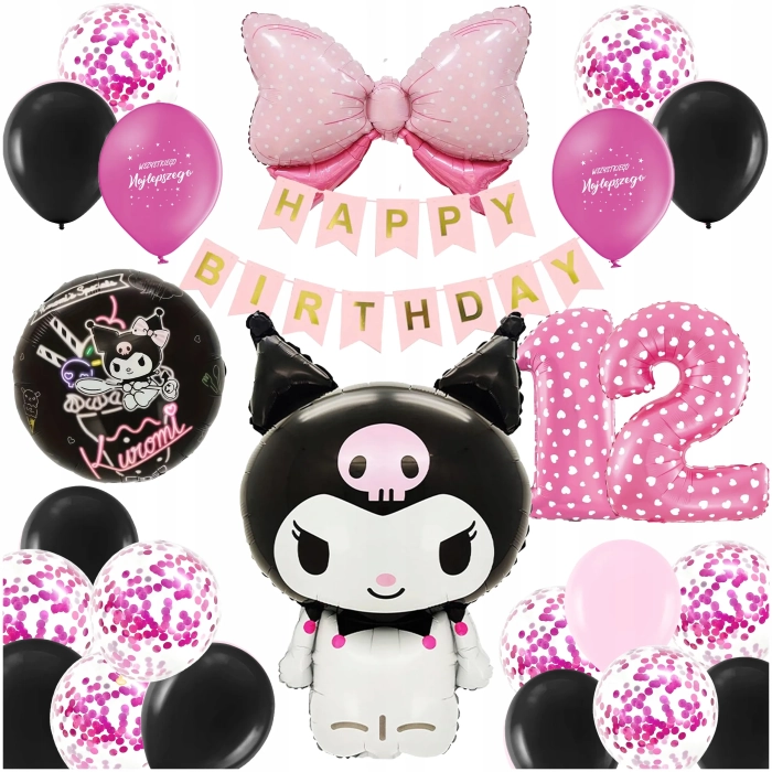 ZESTAW BALONÓW KUROMI SANRIO MY MELODY BALON CYFRA 12