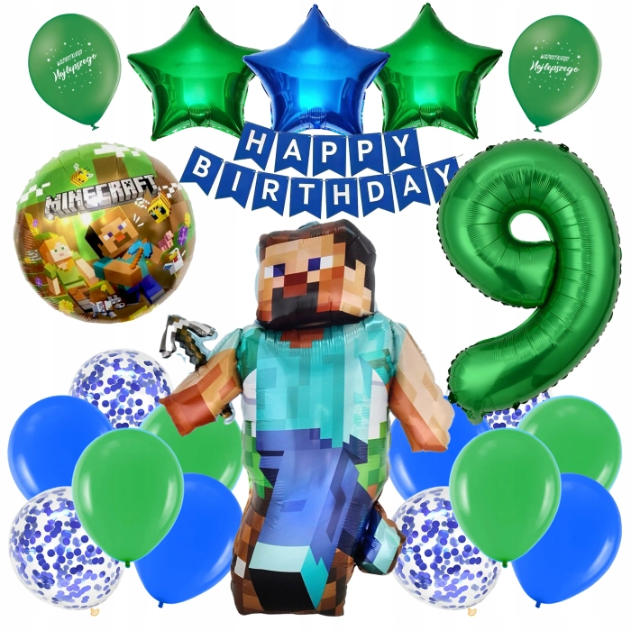 ZESTAW BALONÓW MINECRAFT BALON CYFRA 9