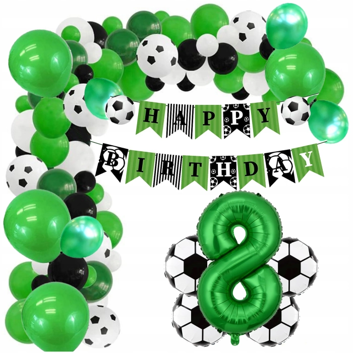 BALONY PIŁKA NOŻNA GIRLANDA CYFRA 8 URODZINY ZESTAW PARTY
