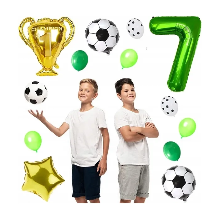 BALONY URODZINOWE PIŁKA NOŻNA BALON CYFRA 7 ZESTAW BALONÓW PARTY PUCHAR